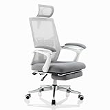 Ergonomischer Bürostuhl mit hoher Rückenlehne, atmungsaktives Netzgewebe, Schreibtischstuhl mit verstellbarer Lendenwirbelstütze, Schaumstoff-Sitzkissen und Kopfstütze für Zuhause, Büro und