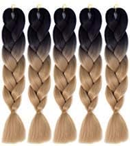 5 Packs Synthetic Braiding Hair Extensions Ombre Twist Braiding Hair High Temperature Hair Extensions for Women Daily or Party Use 100g/Pack 24Inch(Black-Light Brown)