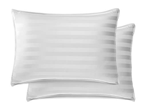 Image of Pure Bamboo Split King Sheets, Genuine 100% Organic Viscose Derived from Bamboo Bed Sheet Set, Soft & Cooling, Double Stitching, 2 Fitted Sheets (Split King, Jacquard White)