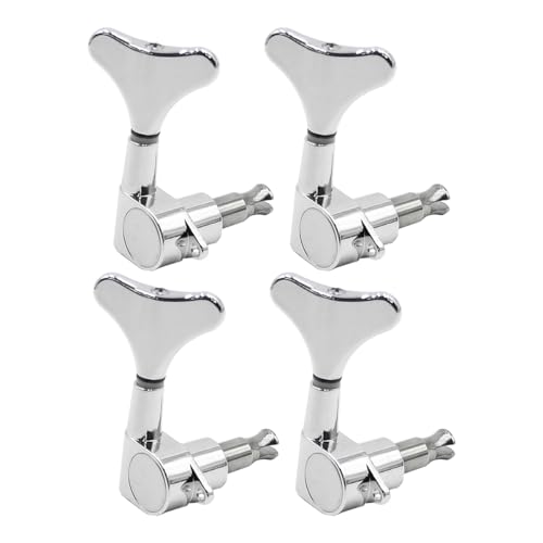 Gurtt Lot de 4 mécaniques de guitare/basse, mécaniques de tête scellées, pour basse électrique jazz ou instruments de précision, droitier (argenté)