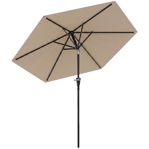 Outsunny Parasol de jardin Parasol droit hexagonal inclinable Ø 2,3 x 2,16H m métal polyester haute densité beige