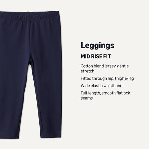 Image of Amazon Essentials Girls' Cotton Stretch Leggings, Multipacks