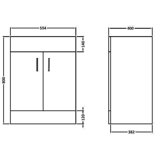 VeeBath VUMW60 Sphinx - Mobiletto da bagno con 2