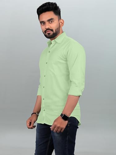 Image of Men Regular Fit Solid Spread Collar Casual Shirt