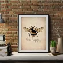 Affiche toile abeille heureuse decoration murale nature salon chambre 60x90