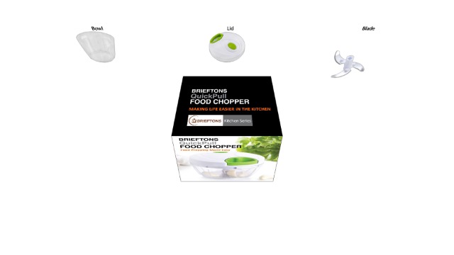 Brieftons Manual Food Chopper, Compact & Powerful Hand Pull Chopper Blender to Chop Onion, Garlic, Vegetables, Fruits, Herbs for Salsa, Salad, Pesto, Hummus, Coleslaw, Puree, Indian Cooking