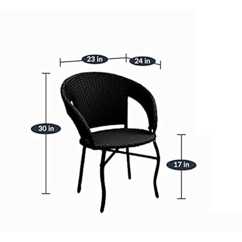 Image of Furniture D-12 Wicker Patio Furniture Sets for Garden Balcony Outdoor Coffee 2Chair with 1Table Set|Cushion|Powder Coated|UV Protected |Conversation Set(Black)