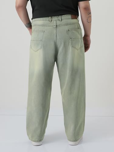 Image of Urbano Plus Men's Loose Baggy Fit Heavy Washed Jeans Non-Stretchable