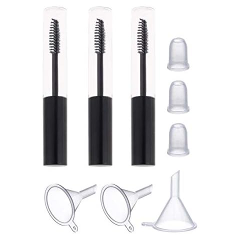 Lurrose 3pcs Tubo de rímel vacío con varita de pestañas y 3 piezas de embudo Cover