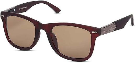 mashamart® Metal Hinges Heavy UV Protected Glass Lens Square Sunglasses for Men (Black & Brown)