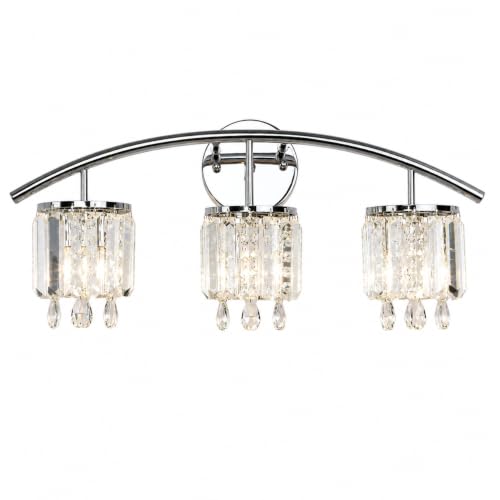 Image of USHOWER 3-Light Wind Chime Crystal Bathroom Light Fixtures
