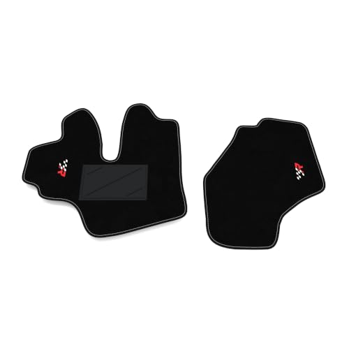 Alfombrillas Daihatsu Hijet 2010-2013 a medida con moqueta negra y bordado deportivo R Racing