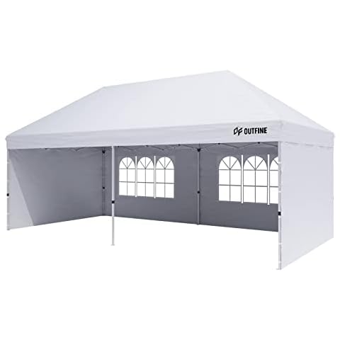 OUTFINE Canopy 10'X20' Pop Up Canopy Gazebo Commercial Tent with 4 Removable Sidewalls, Stakes X12, Ropes X6 for Patio Outdoor Party Events Cover