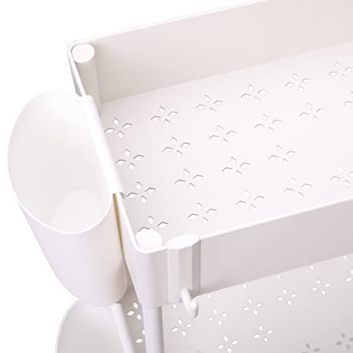 OVAKIA Slim Storage Trolley on Wheels, 4-Tier Space-Saving Shelving unit 18cm Wide, Narrow Organiser for Kitchen Bathroom Office, Small Rolling Cart (White) - Image 7
