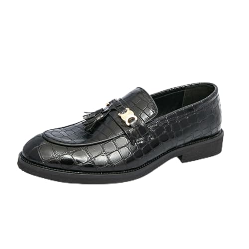 Men's Crocodile - Embossed Tassel Loafers, Classic Penny Style for