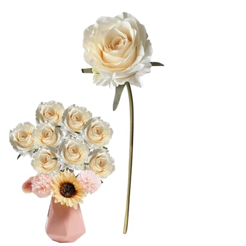 Genérico Rosas Flores Artificiales | Plantas Falsas Realistas Flores de Seda - Decoración Duraderas Resistentes al Desgaste Jardín para Mesas de Bodas Hoteles Eventos