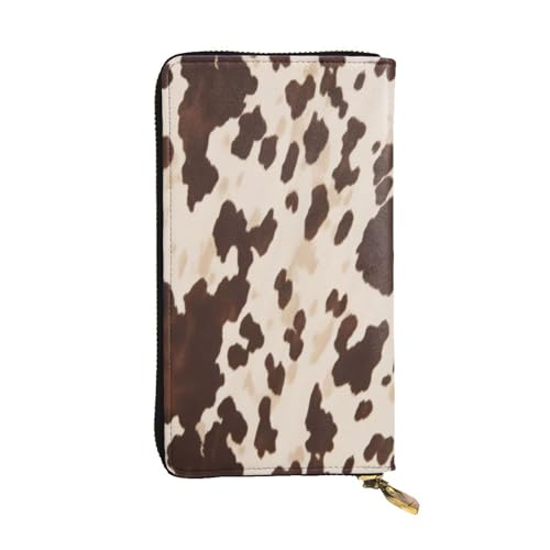 Portefeuille élégant en cuir marron grand format porte-monnaie téléphone femme homme