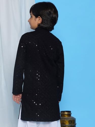 Image of AJ DEZINES Chikankari Kurta For Boys- Ethnic Wear | Embroidery Chikankari Sequined | Traditional & Festive Outfit | Cotton Stylish Boys Kurta | Perfect For Wedding & Family Function
