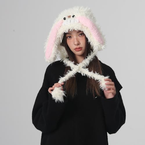 Bonnet pelucheux à longues oreilles de lapin pour vos sorties