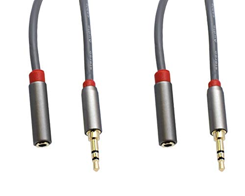 Image of C & E CNE723112 1.5 FT(0.4 M) 3.5mm Aux Male to Female Extension Stereo Audio Cable Grey (1.5 Feet /0.4 Meters) Compatible for iPhone, iPad or Smartphones, Tablets, Media Players (2 Pack)