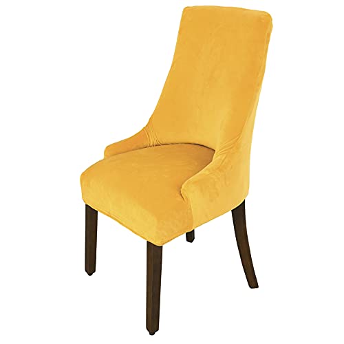 Boguang Velvet Tufted Wingback Chair Cover Slipcovers,Stretch Fit Dining Chair Covers,Reusable Washable Soft Spandex Sloping Armchair Cover (Golden,Set Of 1) #TOP5