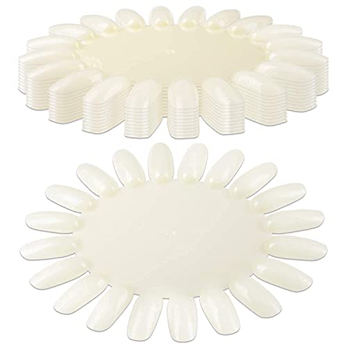 Image of Costica Nail Tips Display Board - 10 Palettes with 20 Nail Tips Each for Nail Art Design Practice, Polish Swatch & Pattern Testing - Oval Natural Color Nail Display Set for Pros & Beginners