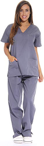Just Love Women's Scrub Sets Six Pocket Medical Scrubs (V-Neck With Cargo Pant), Grey, Small Just Love Women's Scrub Sets Six Pocket Medical Scrubs (V-Neck With Cargo Pant), Grey, Small