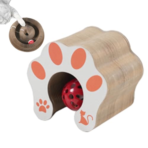 Rronnoy 丸型猫用スクラッチャー, 折りたたみ式キャットボールトラックおもちゃ, ペットの運動 狩猟シミュレーション 精神的刺激 退屈防止 トレーニング用リビングルーム 屋内外対応