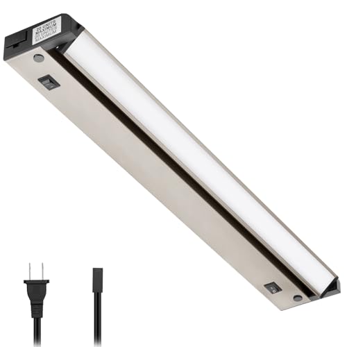 Image of GETINLIGHT 16-Inch Plug-in Swivel LED Under Cabinet Light, 2-CCT, Nickel
