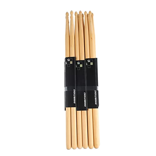 12 pares de baquetas 7A de madera de arce con puntas ovales y agarre antideslizante – juego profesional para práctica y actuación, compatible con kits estándar miniatura 4