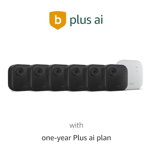 Image of Blink Outdoor 4 XR with 1-Year Plus ai Plan - two-year battery wireless camera with 4x security coverage, 1000 ft open-air range or 400 ft with typical use - 6 camera system