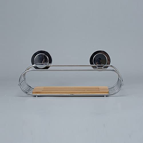 Estante de baño de bambú sin perforaciones con ventosa de drenaje 6