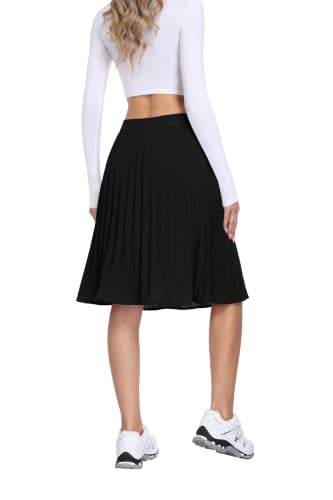 Jouica Womens Pleated Midi Skirt A-Line Elastic Mid-Rise Skirts for Women - Image 5