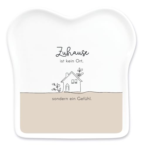 Grafik-Werkstatt Werkstatt Toast-Teller mit Spruch Porzellan Zu Hause, Weiß Grafik-Werkstatt Werkstatt Toast-Teller mit Spruch Porzellan Zu Hause, Weiß