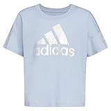 Adidas Girls' Short Sleeve Loose Box Tee, Blue Dawn, 5