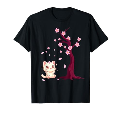 Kawaii Japonés Cherry Blossom Anime Cats Sakura Cat Owner Camiseta
