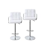 Comodidad: este juego de 2 taburetes de bar vienen con respaldo, reposabrazos y reposapiés, las espumas suaves en el asiento y el respaldo pueden brindar más comodidad en comparación con estos taburetes de madera o plástico, relájese y disfrute de una deliciosa comida o bebida.