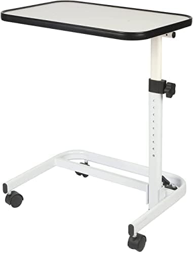 Medical Rolling Bedside Table with Wheels, Over Bed Table with Storage, Serving Tray, Laptop Computer Desk for Elderly, Hospital Patient, Home Care, White