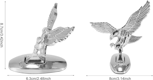 Image of 3D Chromed Eagle Wings Hood Ornament, Metal Car Decals Waterproof Self-Adhesive Hood Flying Eagle Stand Sticker Car Logo Sticker Decorative Car Stickers Bumper Stickers