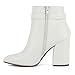 Sugar Women’s Pointed Toe Dress Booties with Block Heel and Floral Strap Accent – Fashion Ankle Boots for Casual or Dressy Outfits-Evvie Bloom-White Soft Size-8.5