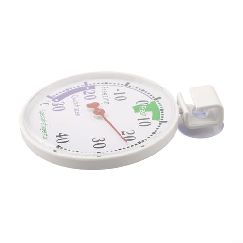 Refrigerator Hanging Thermometer with Dials Display, ABS White Fridge Temperature Gauge for Home, Hospital, Supermarket Use, Stand or Hang, Measuring Range -22 to 104°F, 2-Pack(1pcs)