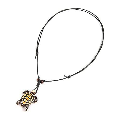 STWTR Hawaiian Turtle Pendant Necklace Men Women - Adjustable Rope Surfer Necklace Handmade Necklace4