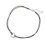Agriajun Halloween Black Gothic Circle Choker Necklace for Women, Trendy Simple Goth Silver Beads String Collar Chain Necklaces Vampire Accessories Fashion Jewelry Gift