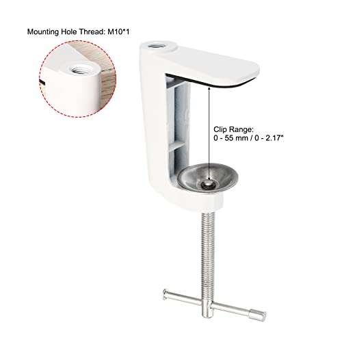 PATIKIL Adjustable Replacement Clamp for Lamps 2 Pack Universal Adjustable C Shape Desk Table Mount Clamp for Microphone Arm Desk Lamps Stand White - Image 2
