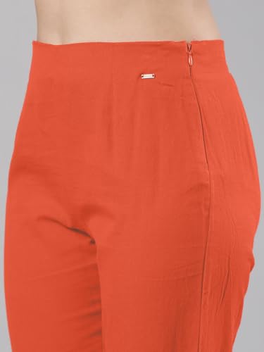 Image of Femmora Comfortable Fit Solid Straight Pant, Breathable Cotton Fabric with Side Zip Button Closure, for Women, Pack of 1