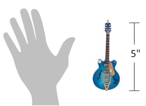 Broadway Gift Co Navy Fade Electric Guitar 5 inch Wood Hanging Ornament with Red Gift Box