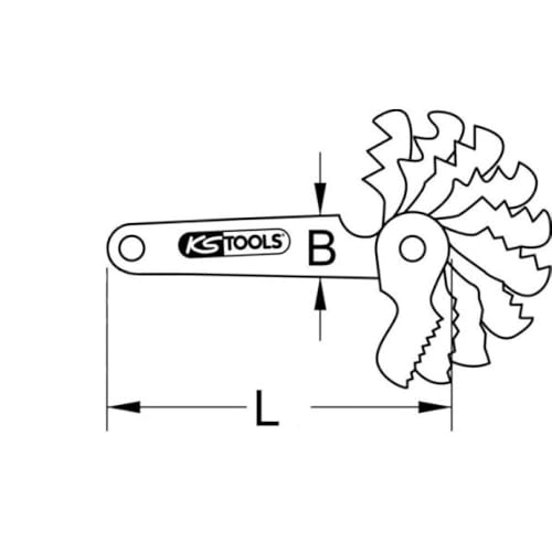 KS Tools 300.0622 Trapez-Gewindestahllehre, für 30° Gewinde, 2-12mm