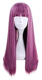 Lzpzz Descendientes 2 Mal Rosado púrpura Larga Peluca Recta Cosplay Traje Resistente al Calor Pelo sintético Fiesta Fiesta Cosplay Pelucas
