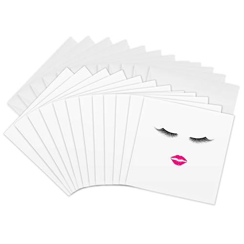 Cartes de vœux cils et lèvres au fini mat premium, papeterie 3dRose 15,2 x 15,2 cm