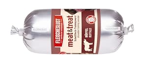 Fleischeslust Hundewurst, Meat&Treat Büffel (15x200g), schnittfeste Trainingswurst, Hundesnack, Leckerli für Hunde
